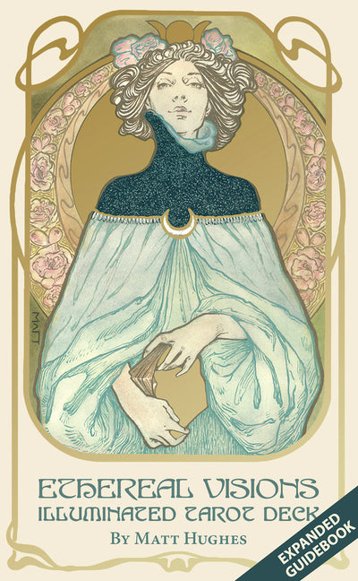 Ethereal Visions Illuminated Tarot Deck: Elegant 80-Card Art Nouveau Tarot Deck with Gold Foil, Full-Color 140-Page Guidebook, Hand-Drawn Illustration