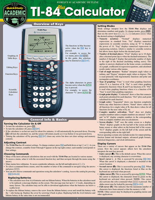 Ti 84 Plus Calculator: A Quickstudy Laminated Reference Guide (First Edition, New Edition, Updated & Revised)